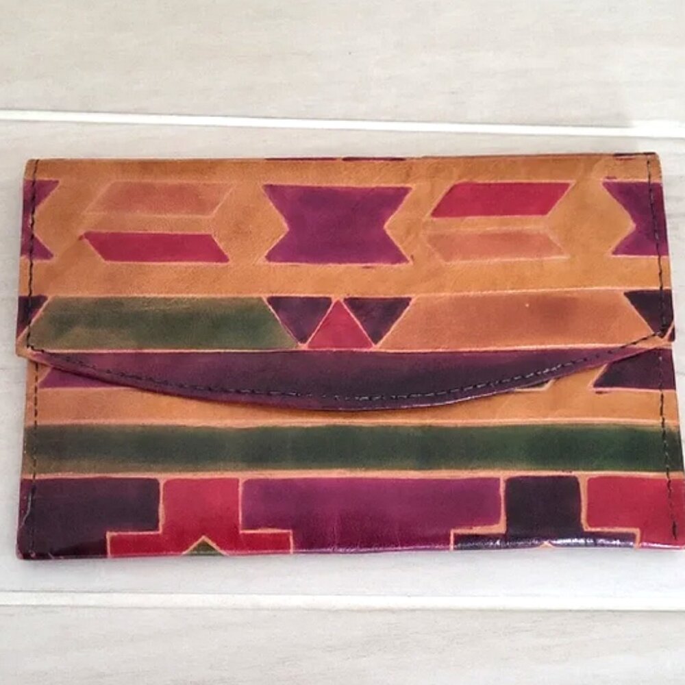Vintage Colorful Geometric Pattern Wallet MTC 1992 5" x 8"